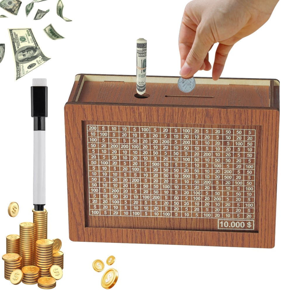 Cash Vault Wooden Savings Box