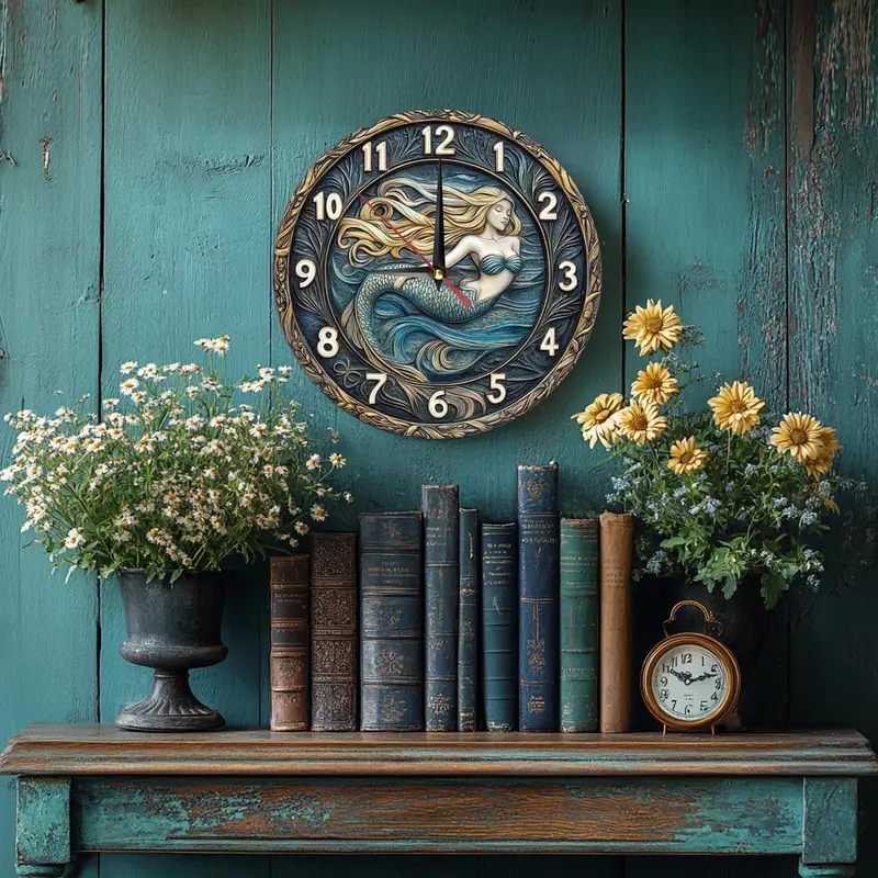 Vintage Mermaid Wall Clock