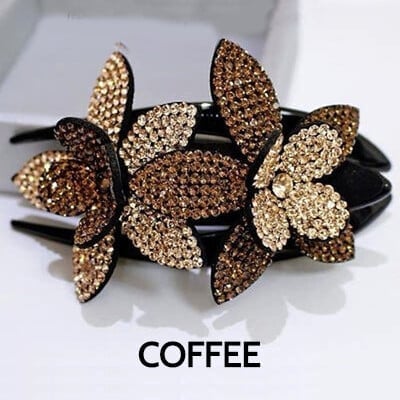 (Christmas Hot Sale- 49% OFF) Rhinestone Double Flower Hair Clip- Buy 4 Free Shipping