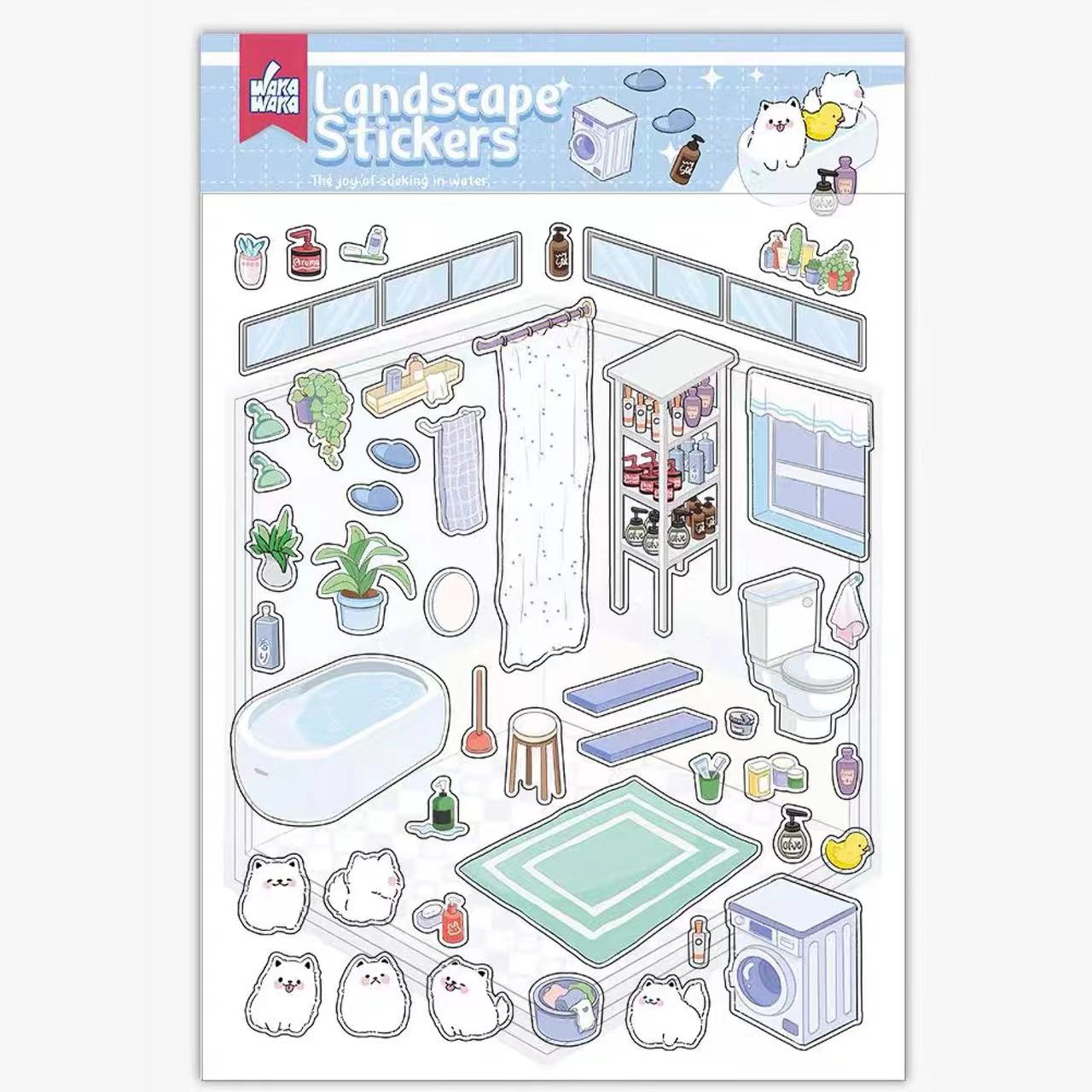 Sticker Play Scenes, Make A Grocery Store|Library|Buffet|Bakery|Bathroom|Panda Room