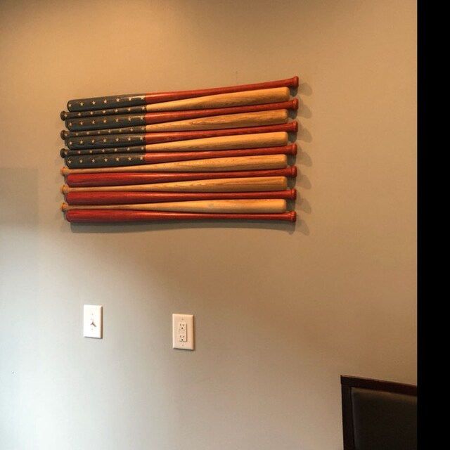 ❤️Handmade Baseball Bats American Wooden Flag