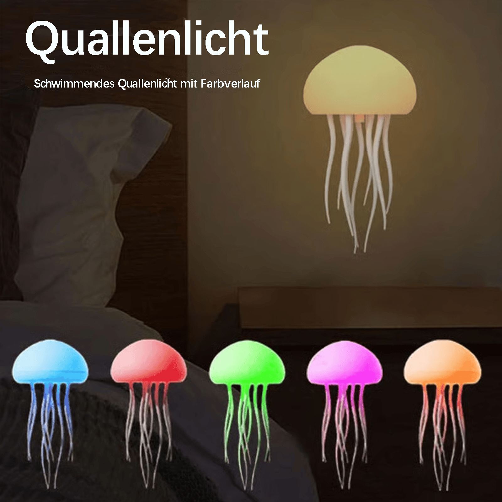 🔥Ausverkaufsangebote 50 % RABATT - LED-Gradienten-Schwimmquallen-Atmosphärenlicht