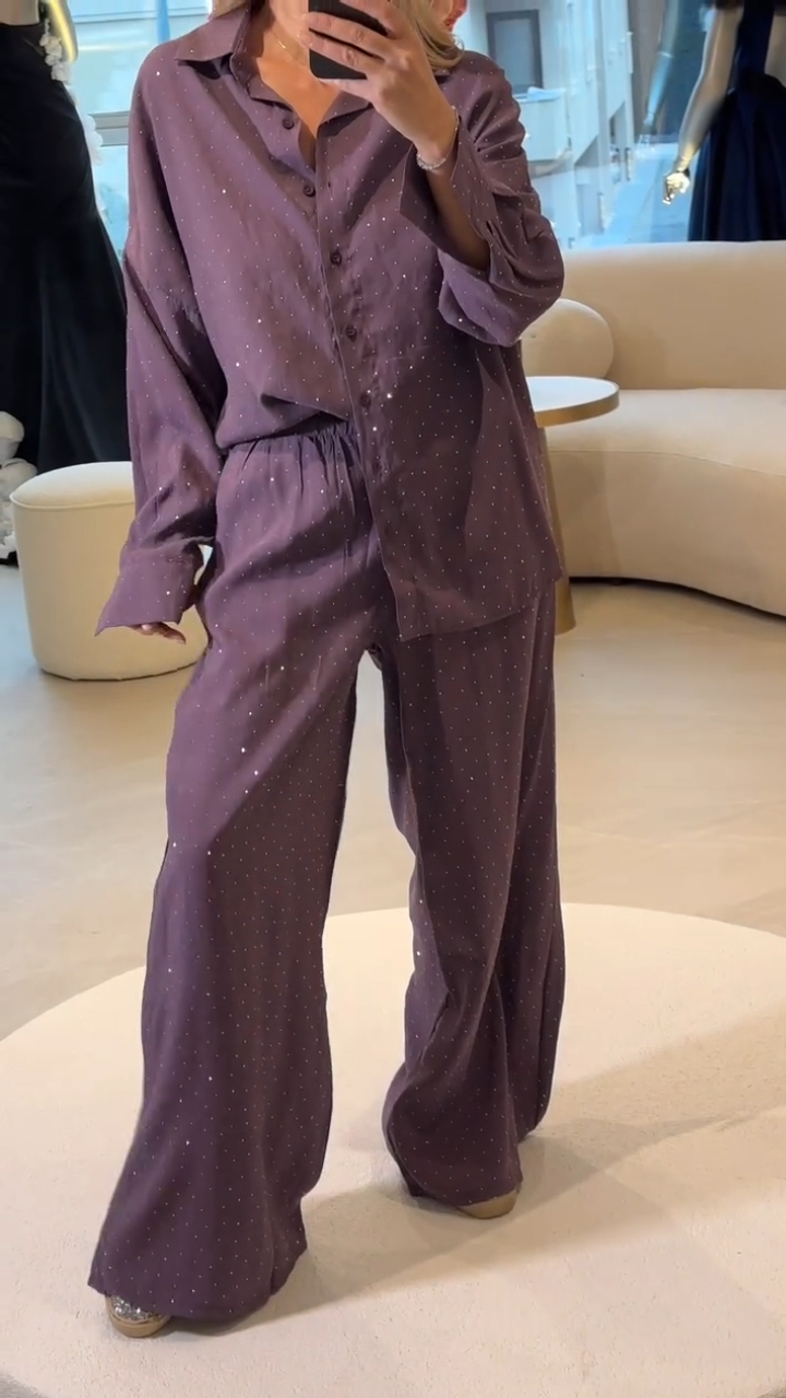 Women's Lapel Rhinestone Casual Suit