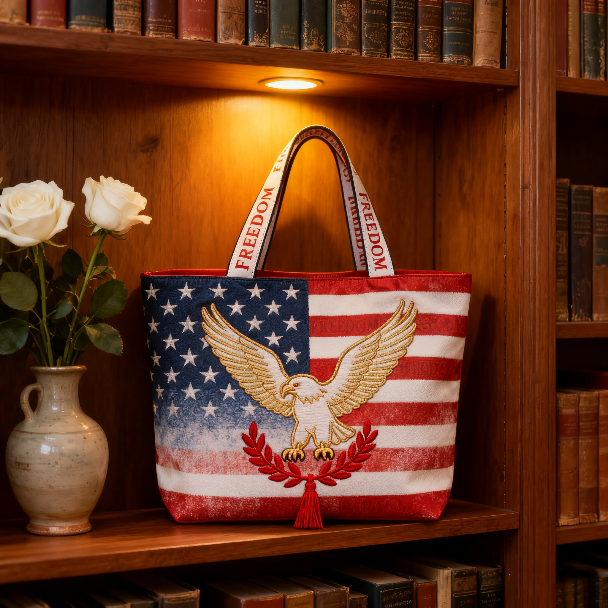 🔴🔵⚪Charlie Kirk Freedom American  Memorial Tote Bag