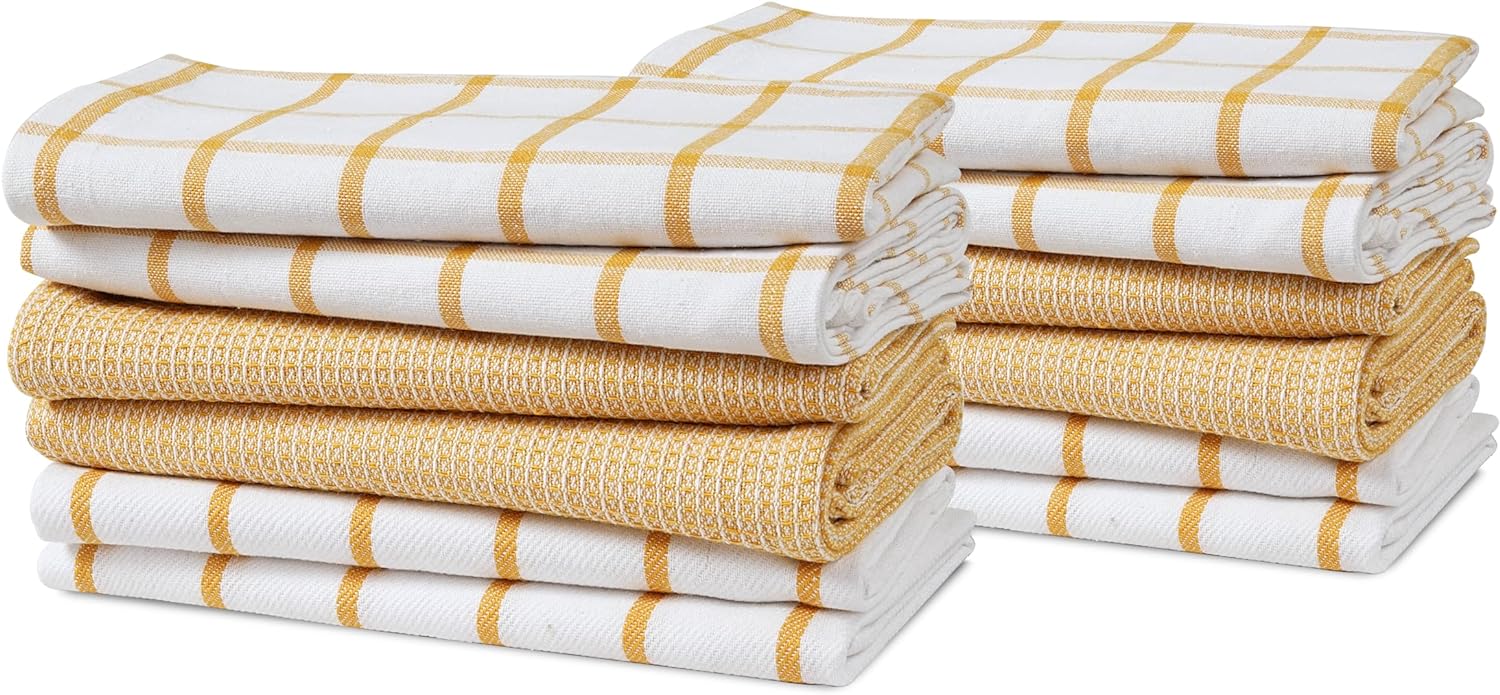 LANE LINEN Kitchen Towels Set - Pack of 6 Cotton Dish Towels for Drying Dishes, 18”x 28”, Kitchen Hand Towels, Absorbent Tea Towels, Dish Towels for Kitchen, Quick Drying Kitchen Towel Set - Olive