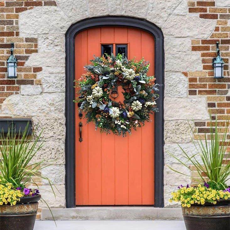 💐🎉Autumn Sale🎃White Pumpkins Ranunculus Wreath (🎁Halloween Day Pre-Sale- 50%OFF🎁)