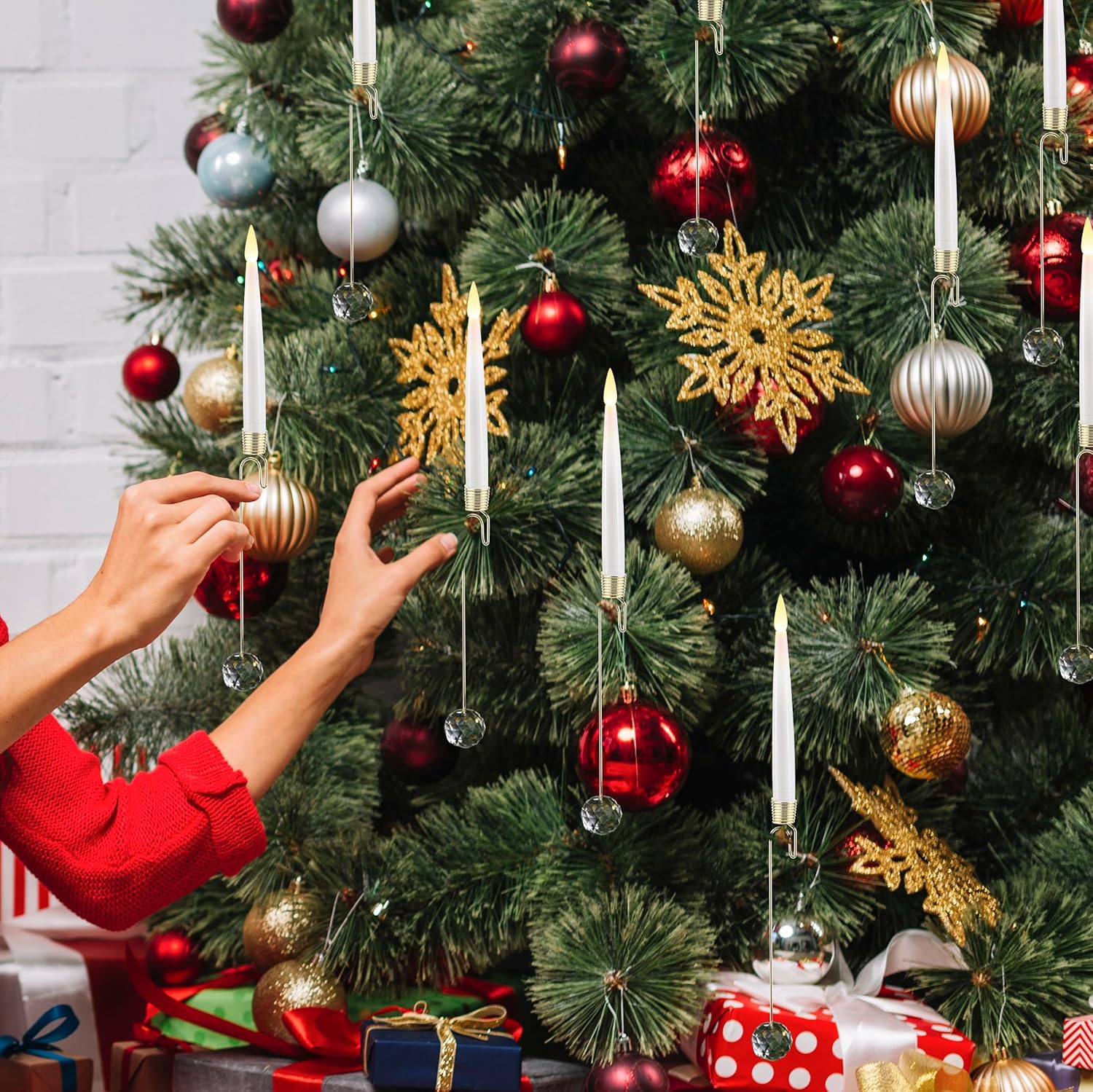 🍂TikTok Fall Sale — Last Day 70% OFF🎉Christmas Tree Led Candles with Clear Crystal Ball Hook🎄