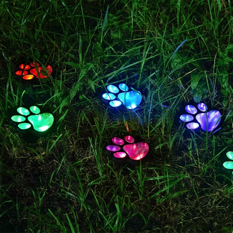 Paw Print Solar Ground Lights - Set of 4
