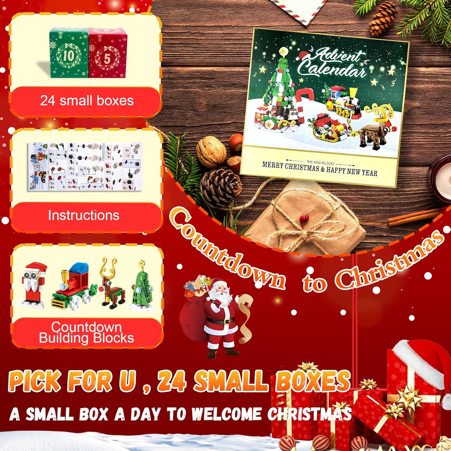 🏆#1 Best Seller💥Christmas 2025 Advent Calendar, 24 Days of Christmas Blocks