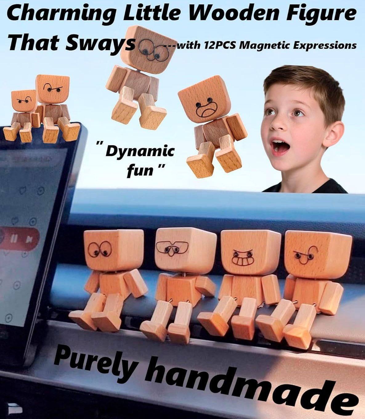 🔥Last Day Promotion 70% OFF🔥Charming Little Wooden Figure with 12PCS Magnetic Expressions