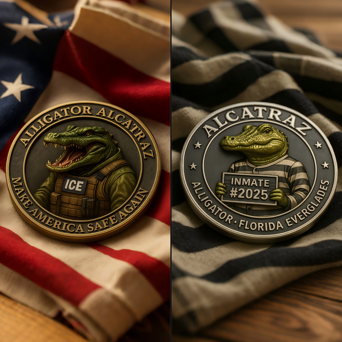 🏆Flash Sale 60% OFF - ⛓️🐊Alligator Alcatraz Inmate Mugshot Coin