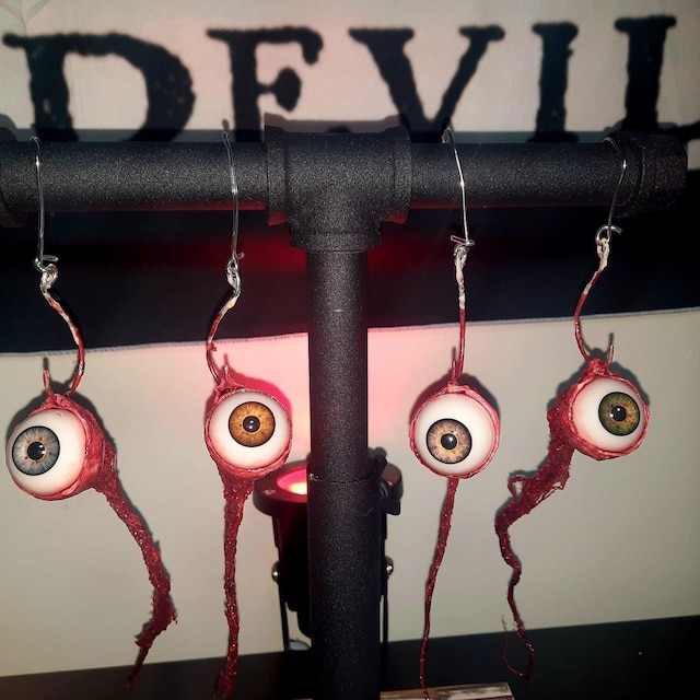 Realistic Human Ripped Eyeball on a Crochet Ornament - Santa's Looking Halloween Prop, Halloween Decoration by Dead Head Props