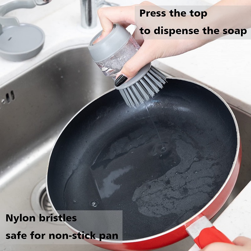 Soap Dispensing Palm Scrub Brush with Drip Tray