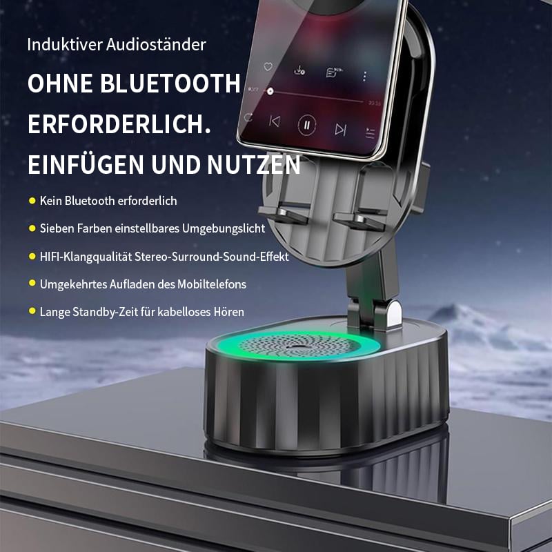 🔥Heißer Verkauf - 50% Rabatt🔥2025 Verbesserte Handyhalterung mit induktivem Lautsprecher/Mobilstromversorgung/Ambientelicht