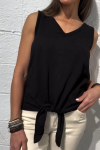 Women's Casual Solid Color V-Neck Hem Knotted Vest