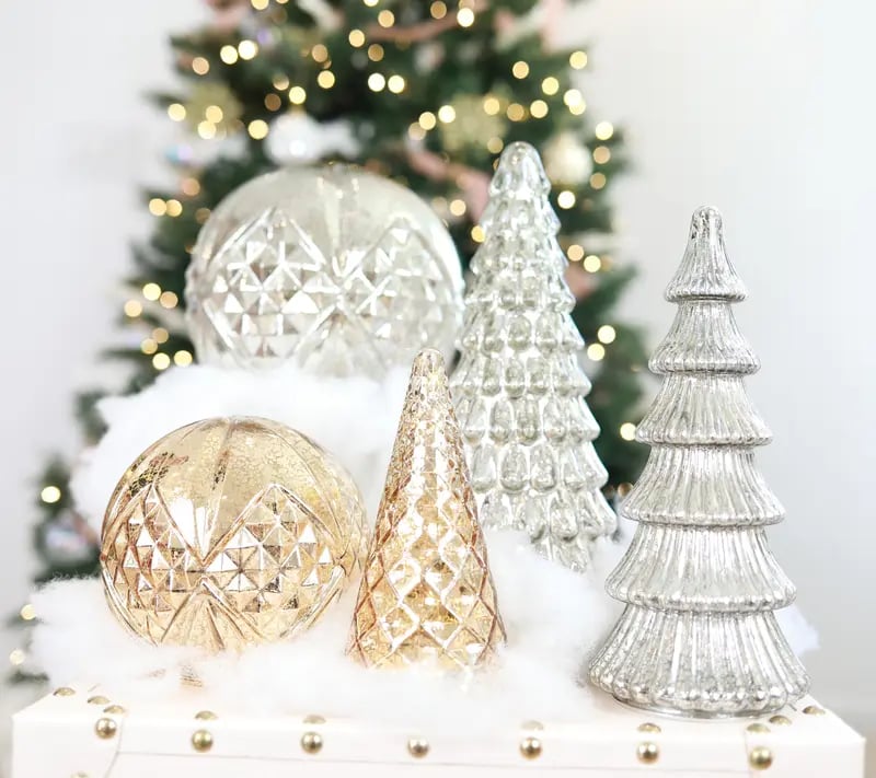 🎁TikTok Last Day Sale - 70% OFF🎄BFF Collection Set of 5 Illuminated Mercury Glass Trees