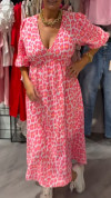 Women's V-neck Lantern Sleeve Printed Casual Dress