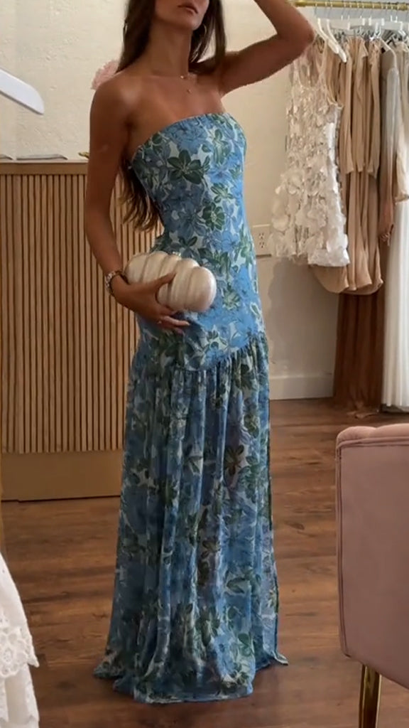 Women's Tube Top Fishtail Print Dress