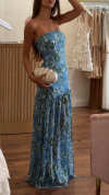 Women's Tube Top Fishtail Print Dress