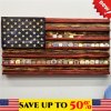 Vintage American Flag Solid Wood Wall Mounted Challenge Coin Display Holder Rack