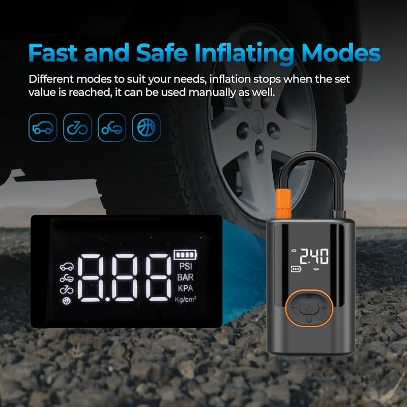 YEAR-END CLEARANCE - 49% OFF!🔥Portable Tire Inflator - Inflation/Pressure Measurement/Lighting/Power Bank