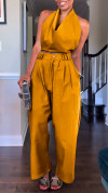 🔥60% OFF💃💎Own the Look, Save More!✨Women's Halter Neck Sleeveless Cotton and Linen Casual Suit