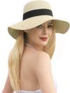 Beach Hat for Women, Wide Brim Sun Straw Hat for Women, Sun Hat Womens UPF 50+ UV Protection, Floppy Foldable Summer Hat