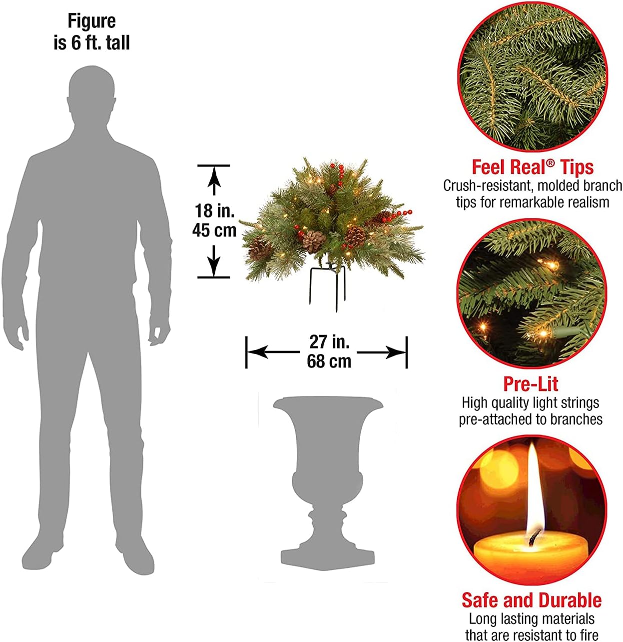 🎄Early Christmas Sale 49% OFF🔥Pre-lit Artificial Christmas Tree Feel Real Urn Filler