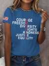 Retro America Courage Freedom Diversity Rights Kindness Justice Equality Print T-Shirt