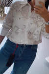 Women's Casual Solid Color Sequins Embroidered Transparent Solid Color
