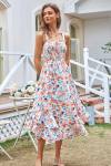 GRACE KARIN Women's 2024 Summer Floral Boho Dress Square Neck Strapped Swing A Line Beach Long Maxi Dress