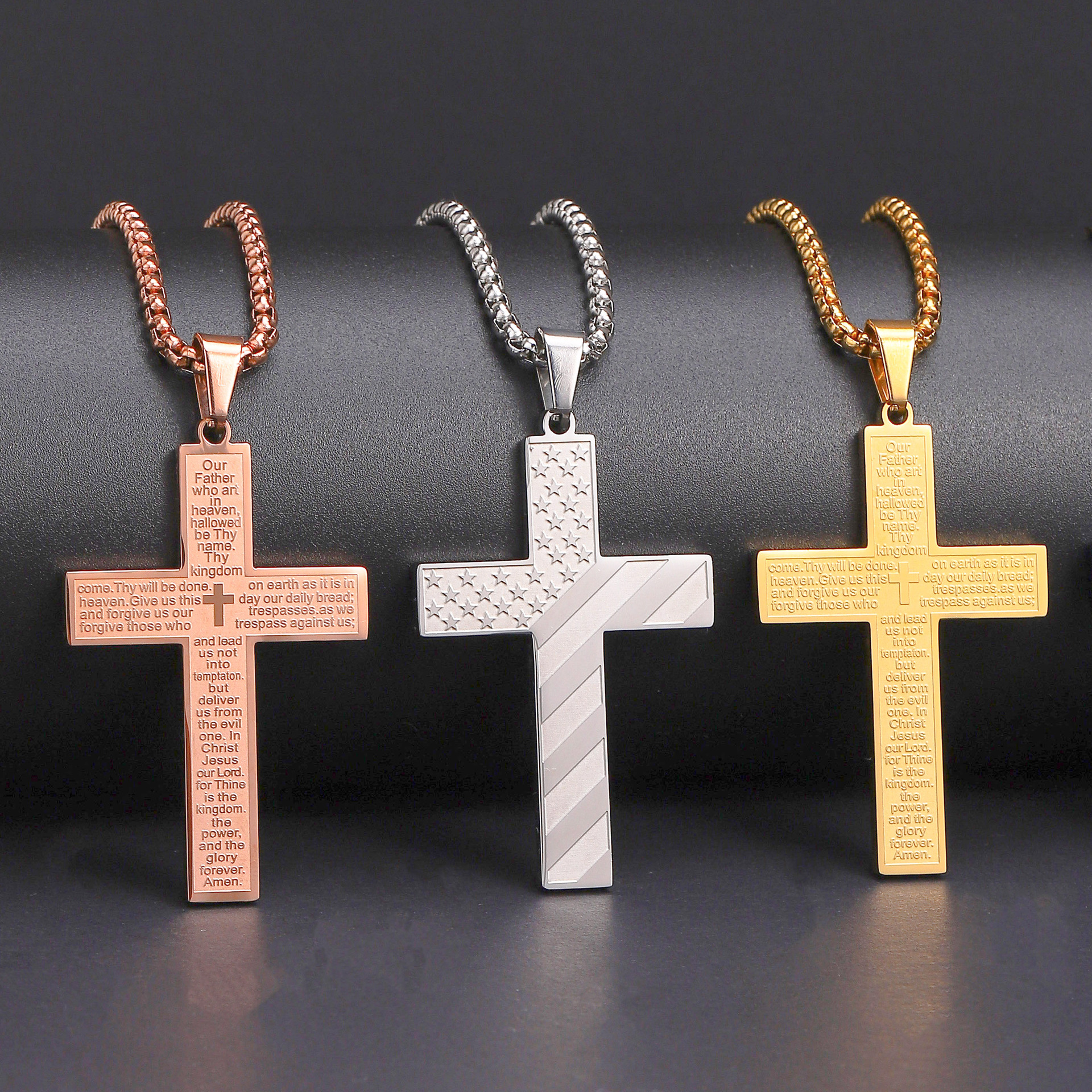 ✞ Stainless Steel Cross Pendant Memorial Jewelry - Live With Me Forever