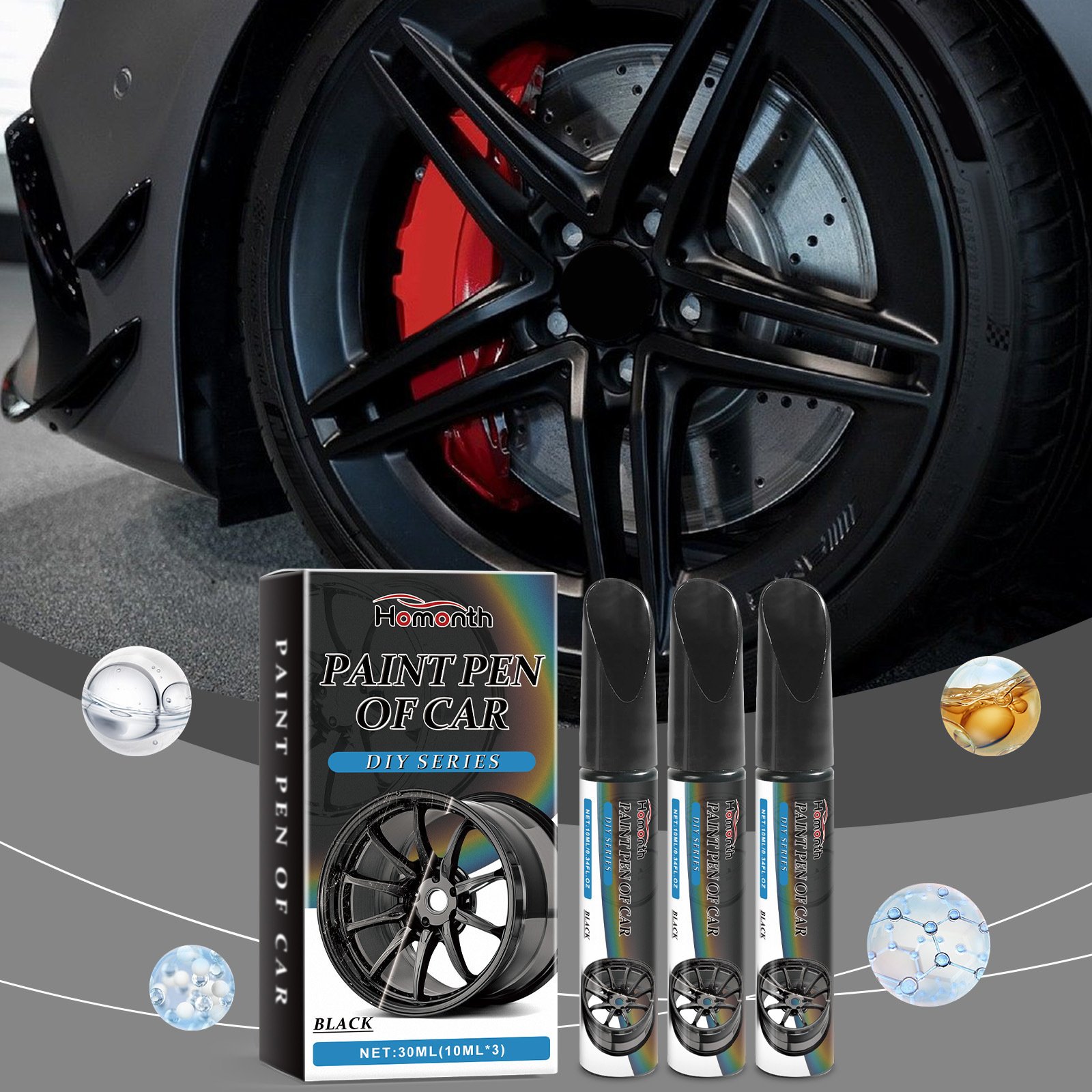 🍂TikTok Fall Sale — Last Day 70% OFF🎉10ml×3 Black Car Wheel Scratch Repair Pen