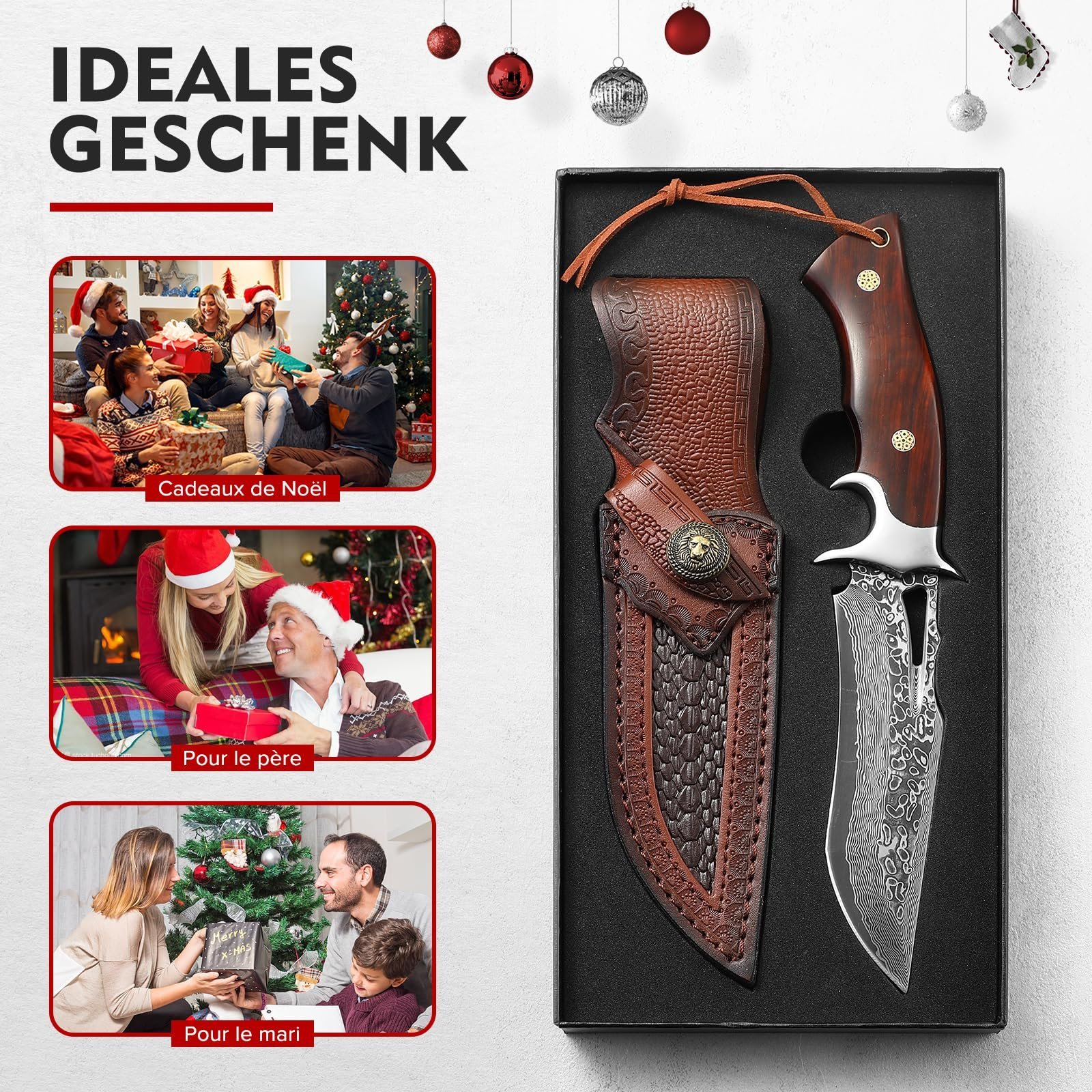 Damascus Steel Camping Knife - FREE SHIPPING