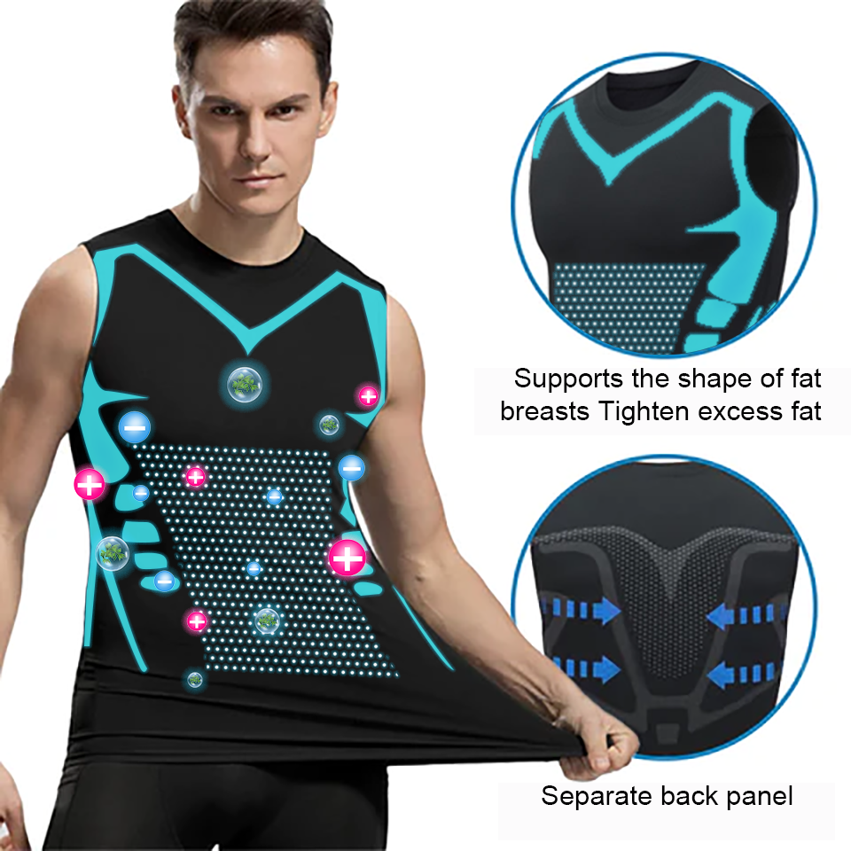 🚀2023 New Version ENERGXCELTM Ionic Shaping Vest,Comfortable and breathable ice-silk fabric,For men to build a perfect body