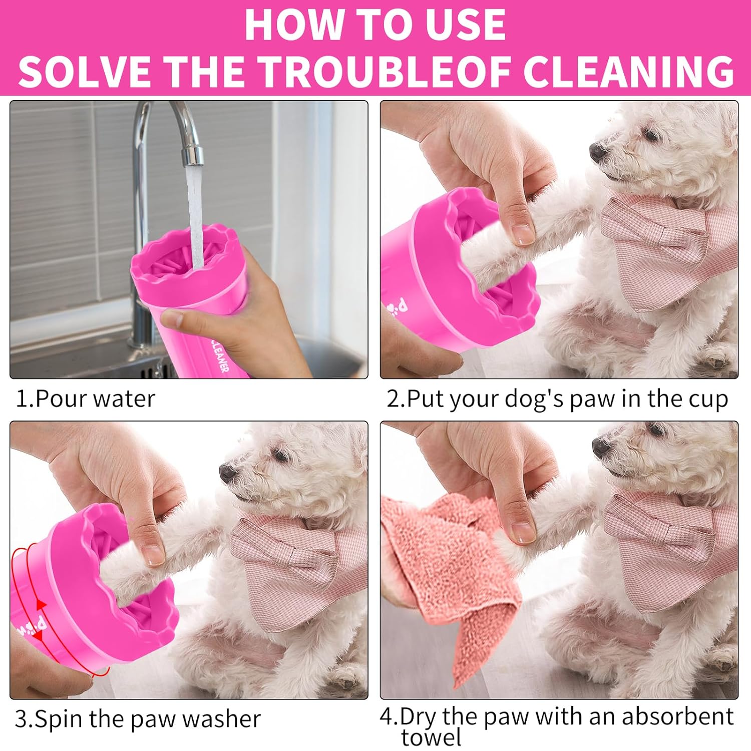 Dog Paw Cleaner, Washer, Buddy Muddy Pet Foot Cleaner for Small Medium Large Breed Dogs/Cats (with 3 absorbent towel)