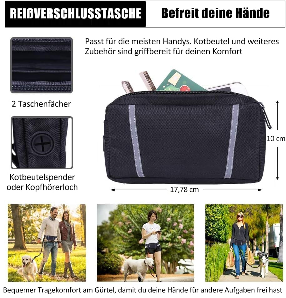 🔥Letzter Tag 49 % RABATT🔥Freihändige Hundeleine mit Reißverschlusstasche