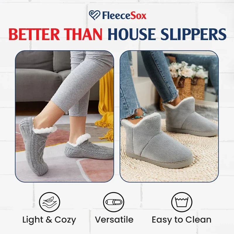 FleeceSox - Fleece-Lined Non-Slip Thermal Slippers Socks