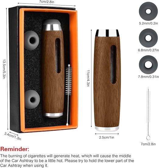 🔥LAST DAY 49% OFF Car Ashtray Portable Handheld Walnut Mini Smokeless Ashtray