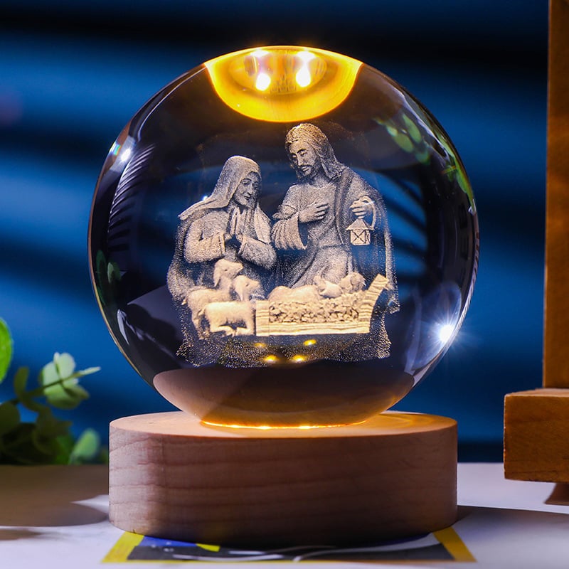 ✝️3D Crystal Jesus Cross Figurine Statue Ball