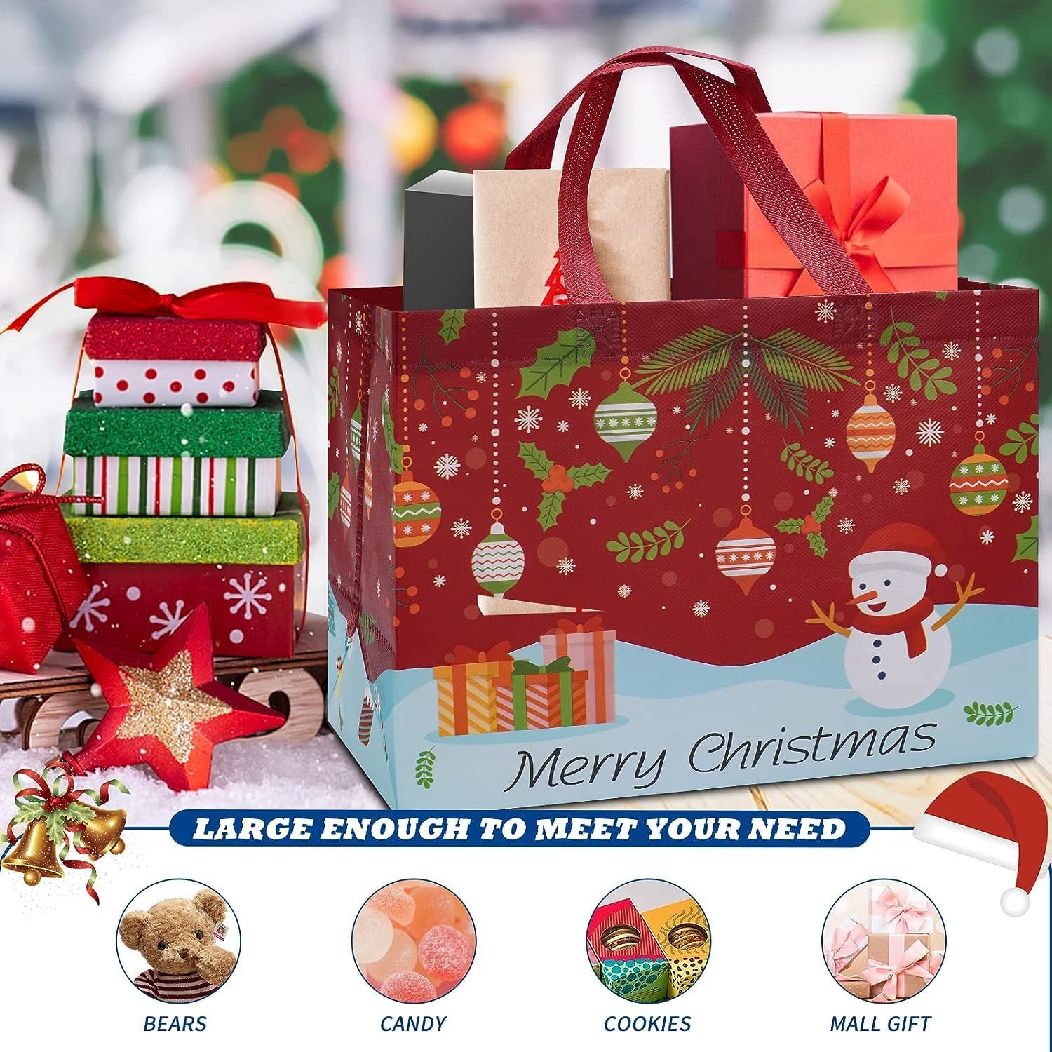 🔥Last Day Promotion 70% OFF🔥Christmas Gift Bags Large Reusable Tote Bags