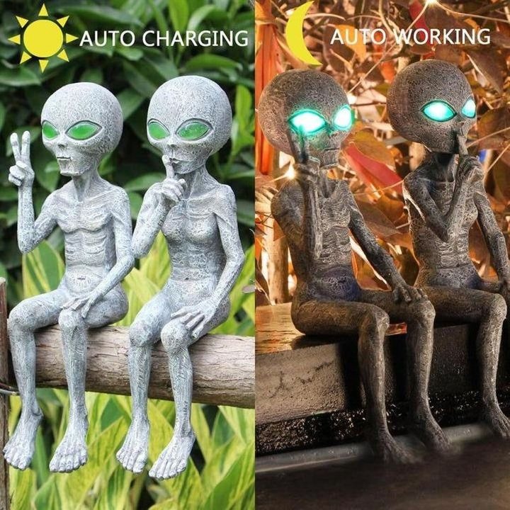 Summer Hot Sale 50% OFF - Alien Solar Lamp Statue Set Garden Decoration(Buy 2 Free Shipping)