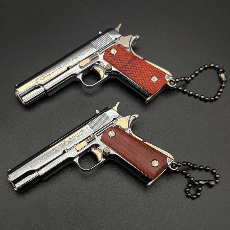 Bright Silver M1911 Model Keychain