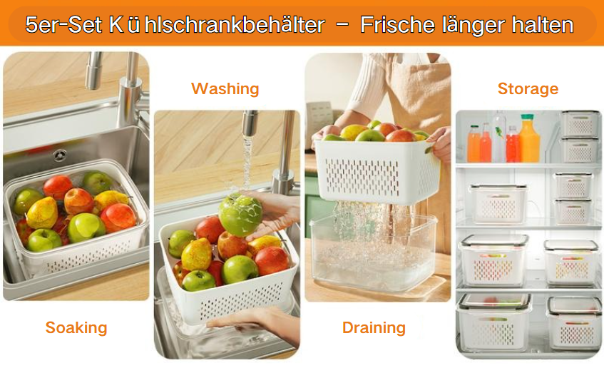 💖Letzter Tag 49% Rabatt🔥Transparente Aufbewahrungsbox mit Abtropfsieb💧