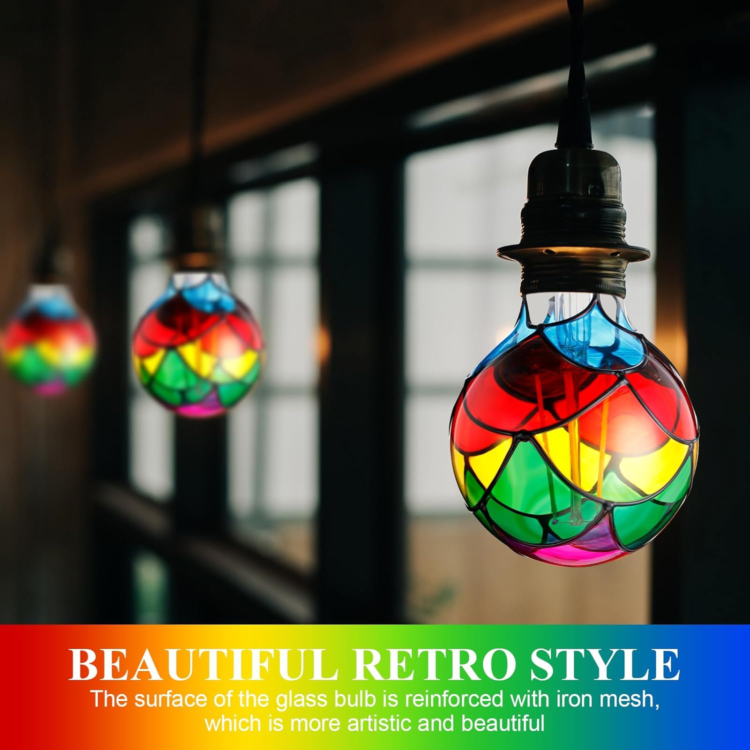 🔥Vintage Rainbow Stained Glass Light Bulb