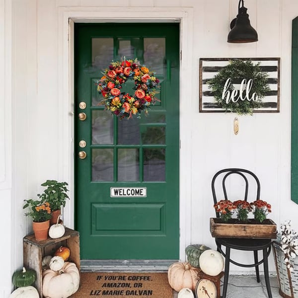 🍁🎁Year-Round Peony and Pumpkin Wreath – 🎃🎄Fall, Halloween & Christmas🔥Buy 3 (⏰13 in stock) (🔥90.6% will buy, save $15-20) (Today only)