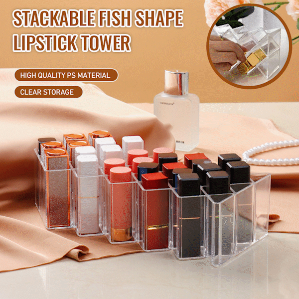 💥LAST DAY SALE 50% OFF💥Stackable Fish Shape Lipstick Tower⚡BUY 2 FREE SHIPPING