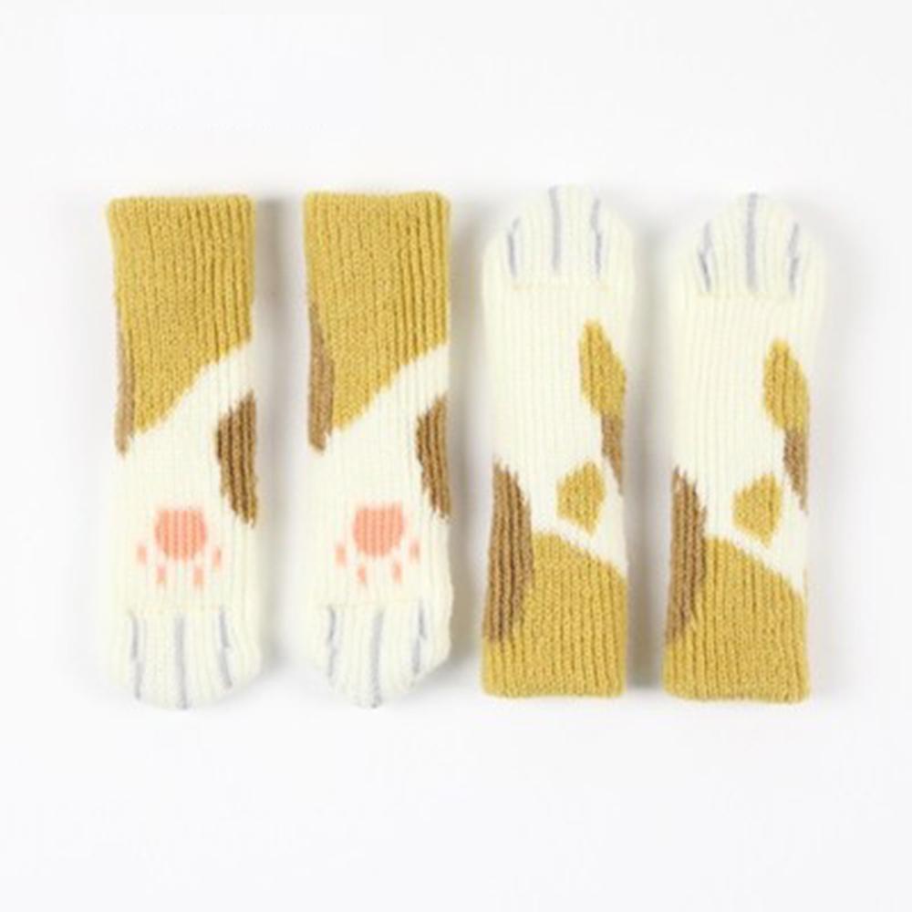 4 Pcs/Set Knit Flower Floor Protector Leg Sleeve Table Chair Foot Cover Socks