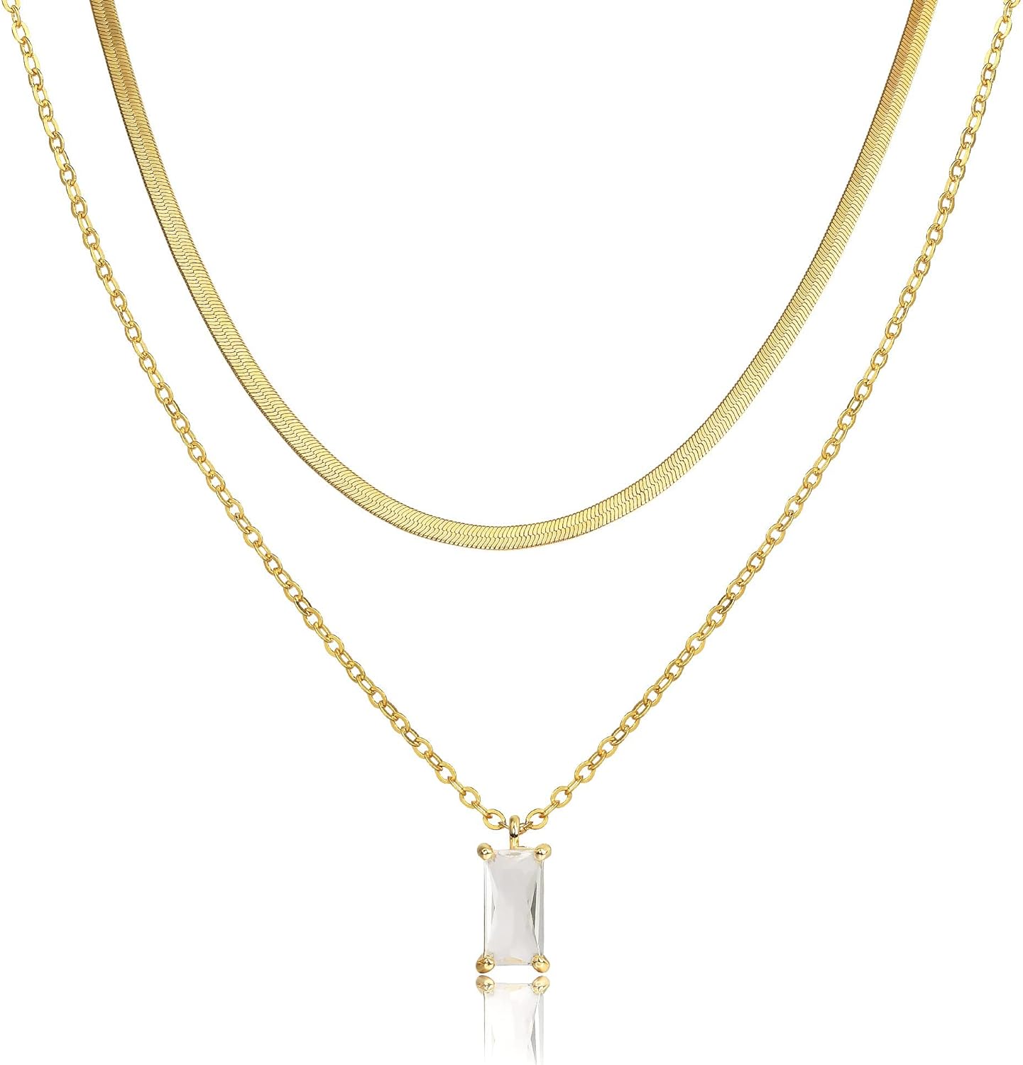 Tewiky Diamond Necklaces for Women, Dainty Gold Necklace 14k Gold Plated Long Lariat Necklace Simple Gold CZ Diamond Choker Necklaces for Women Trendy Gold Necklace Jewelry Gifts for Girls