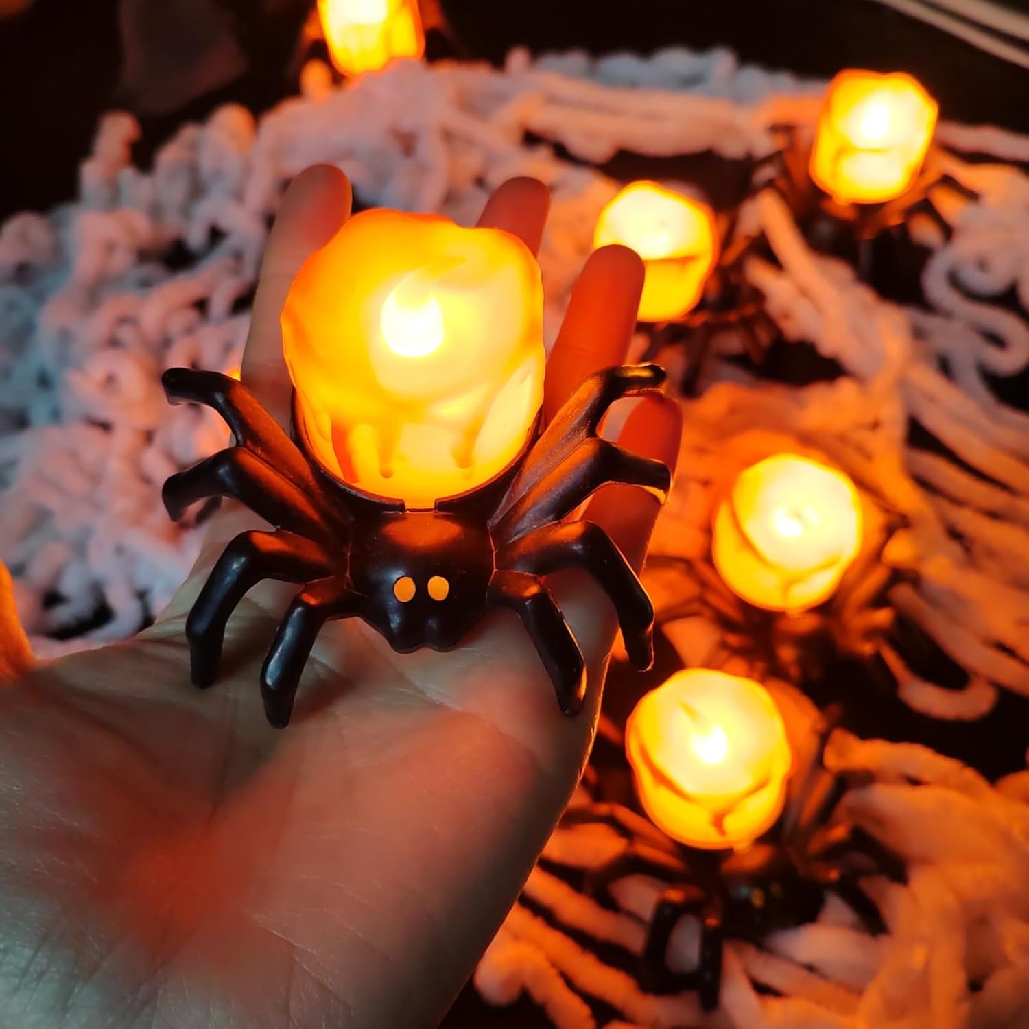 💥LAST DAY SALE 50% OFF💥Halloween LED Candle Lamp with Creepy Spider Decor